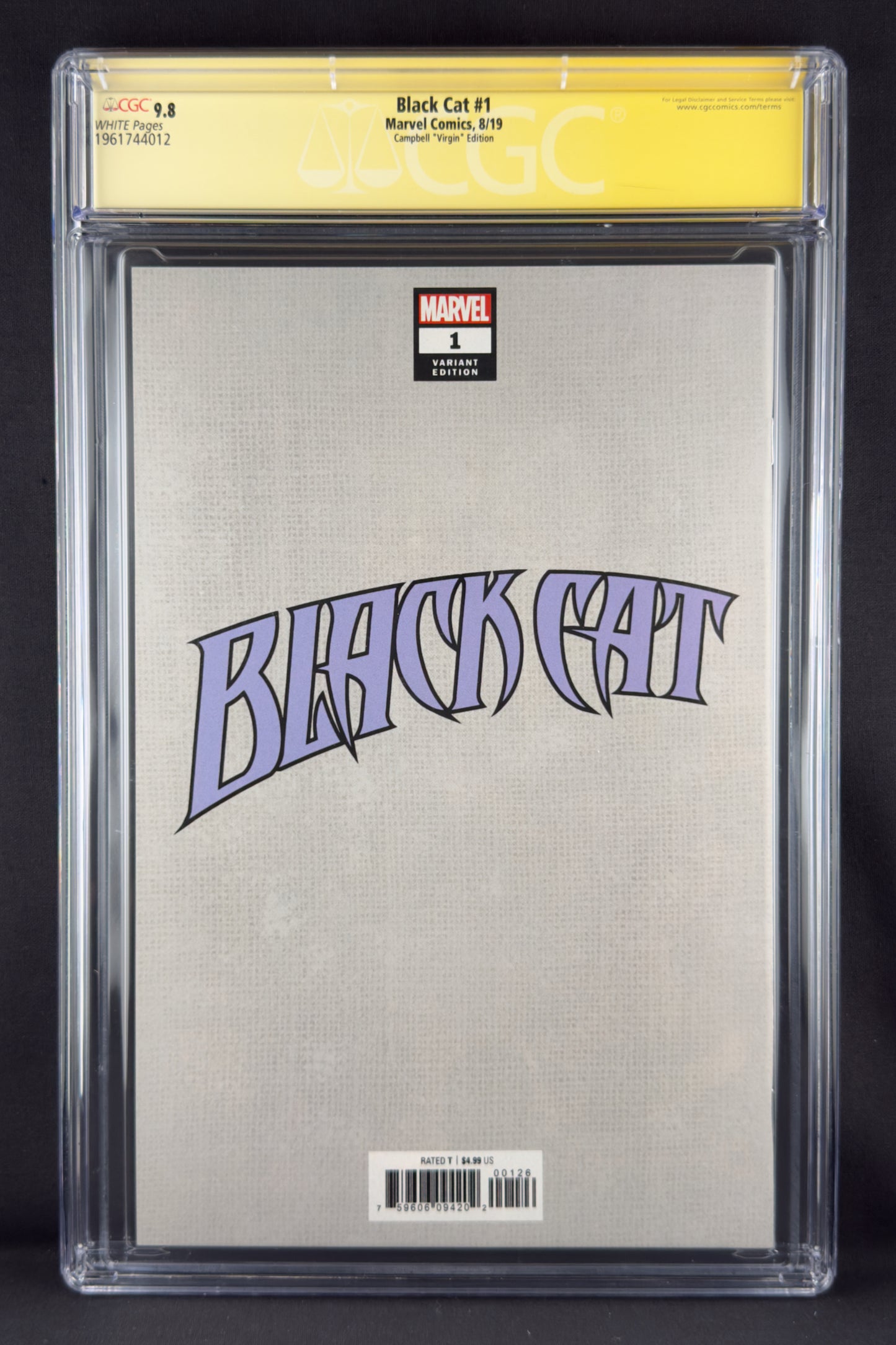 Black Cat #1 (2019) CGC 9.8 SS J. Scott Campbell Virgin 1:500 Variant