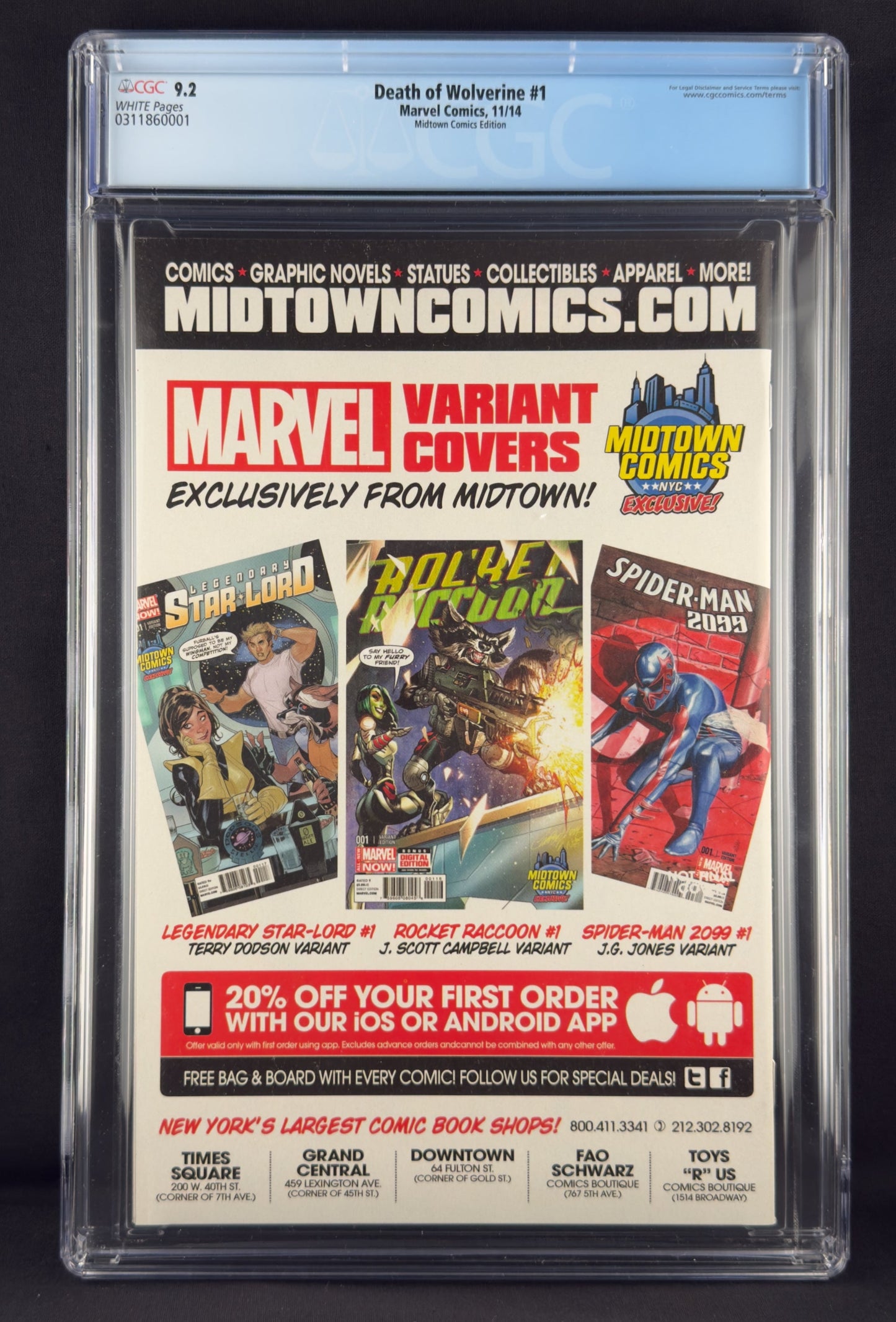 Death of Wolverine (2014) Graded Set #1 #2 #3 #4 CGC 9.2, 9.6, 9.4, 9.8 J. Scott Campbell Midtown Comics Variants