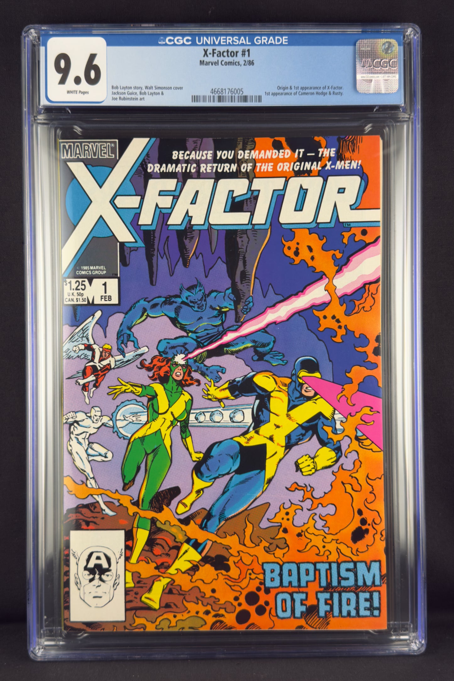 X-Factor #1 (1986) CGC 9.6 - 1st app X-Factor - 2nd app Cable (Nathan Summers)