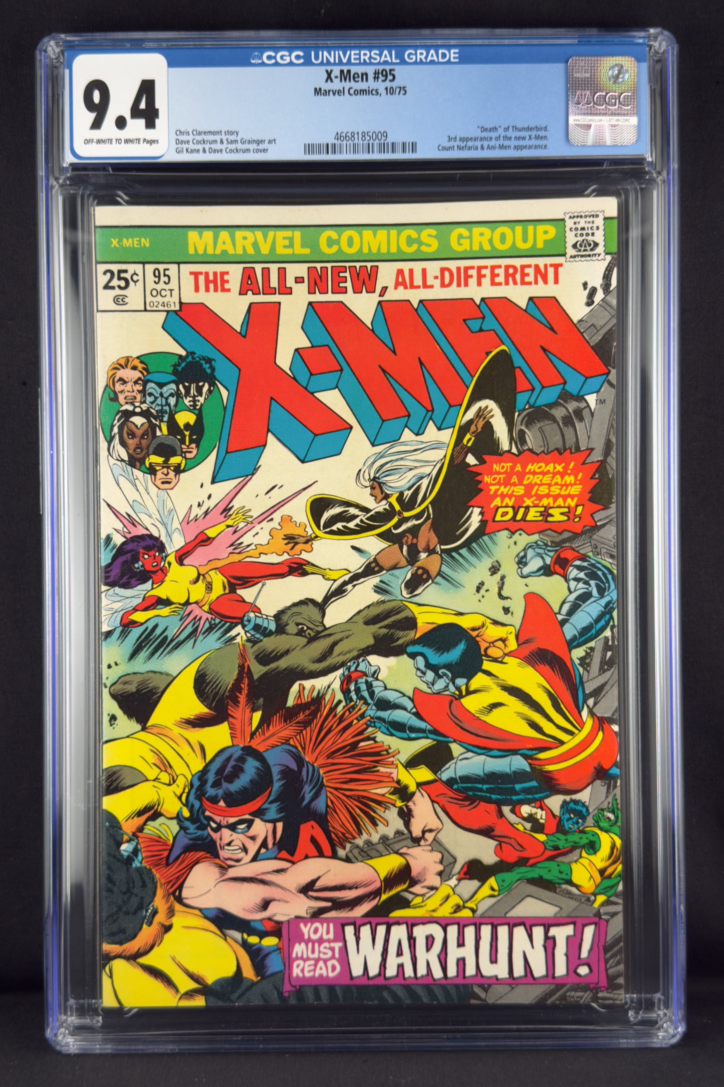 X-Men #95 (1975) CGC 9.4 Death of Thunderbird
