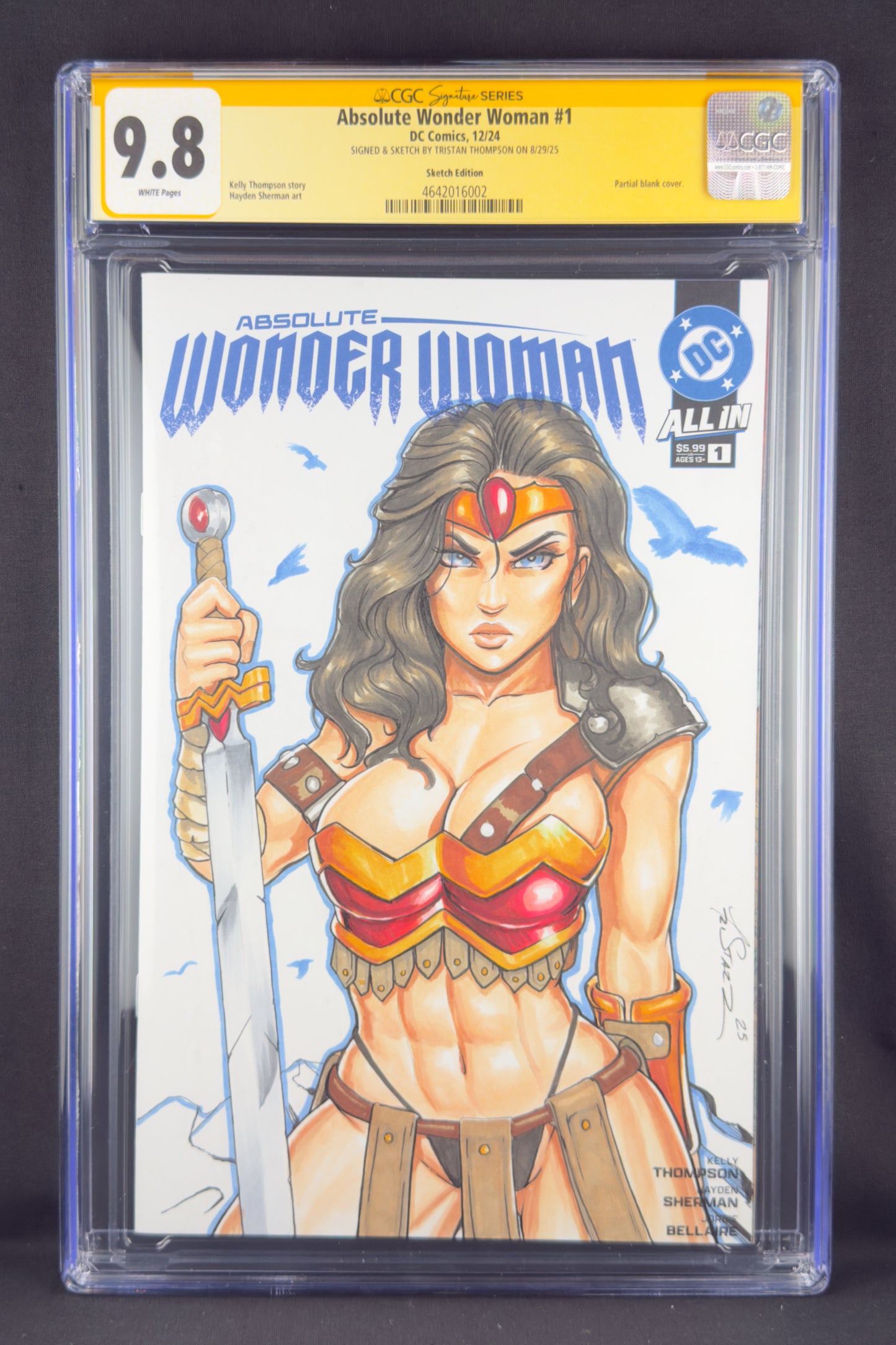 Absolute Wonder Woman #1 (2024) CGC 9.8 SS Tristan Thompson Sketch.