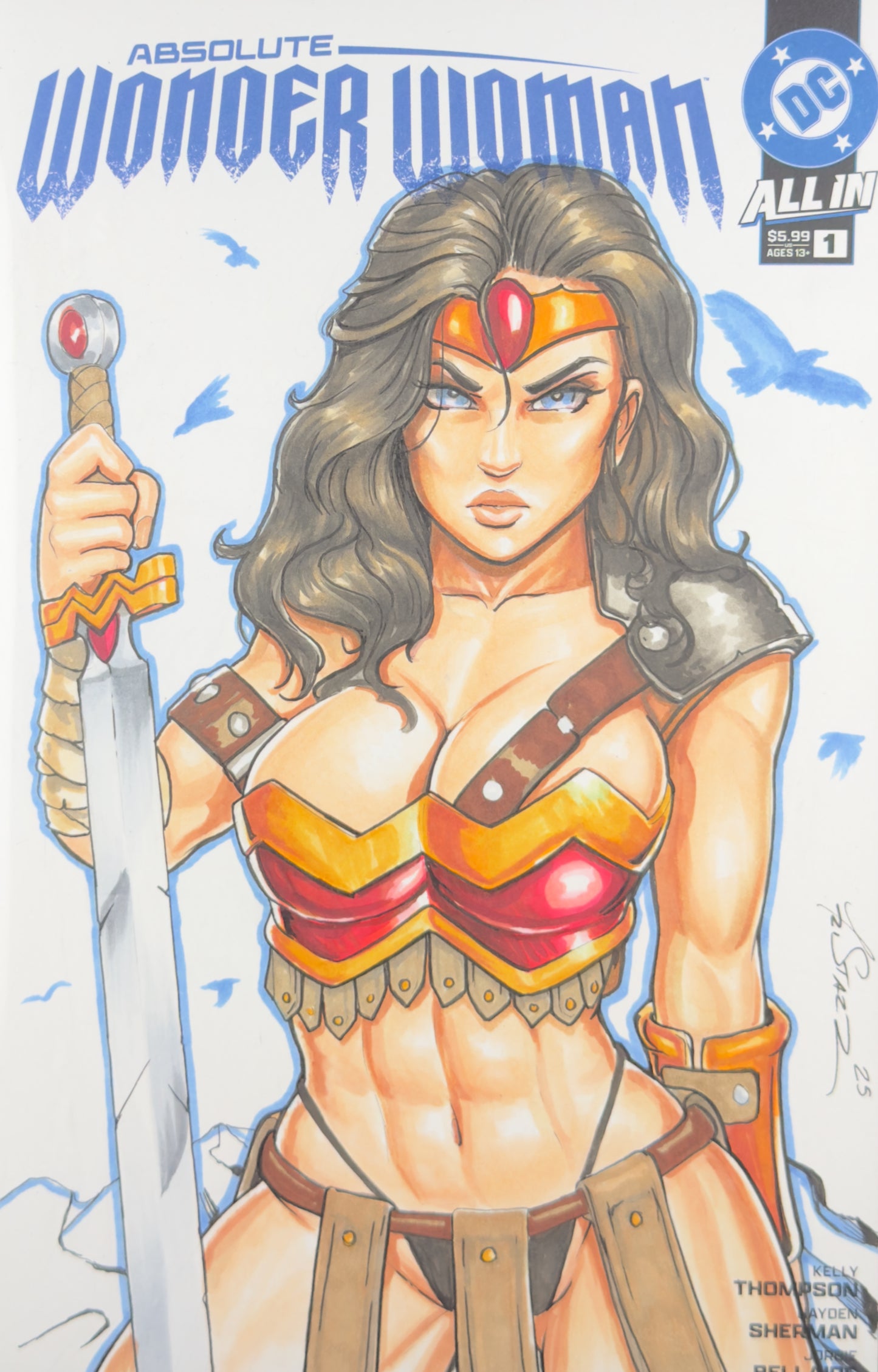 Absolute Wonder Woman #1 (2024) CGC 9.8 SS Tristan Thompson Full Color Sketch
