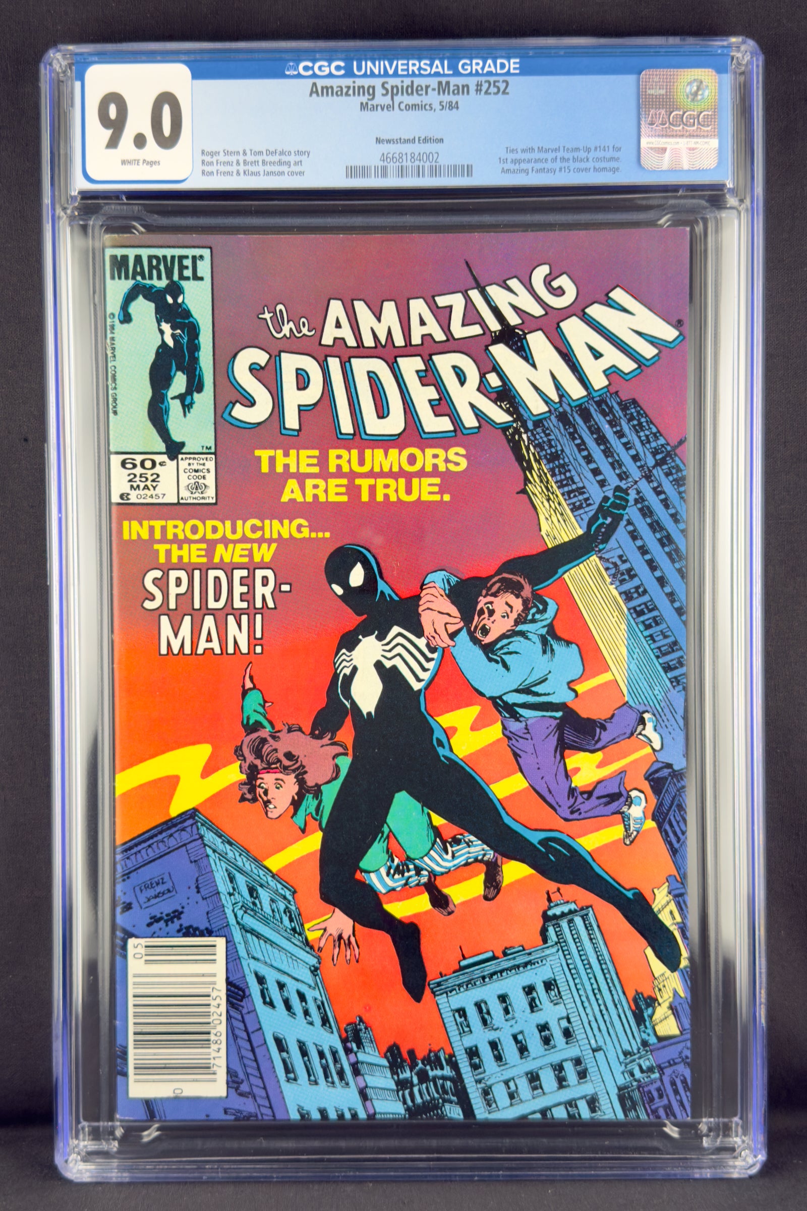 Amazing Spider-Man #252 (1984) CGC 9.0 - First appearance of Black Costume.