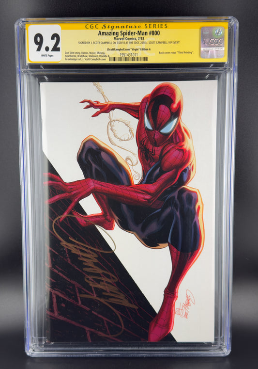Amazing Spider-Man #800 (2018) CGC 9.2 SS J. Scott Campbell Virgin Variant A Ltd 1200