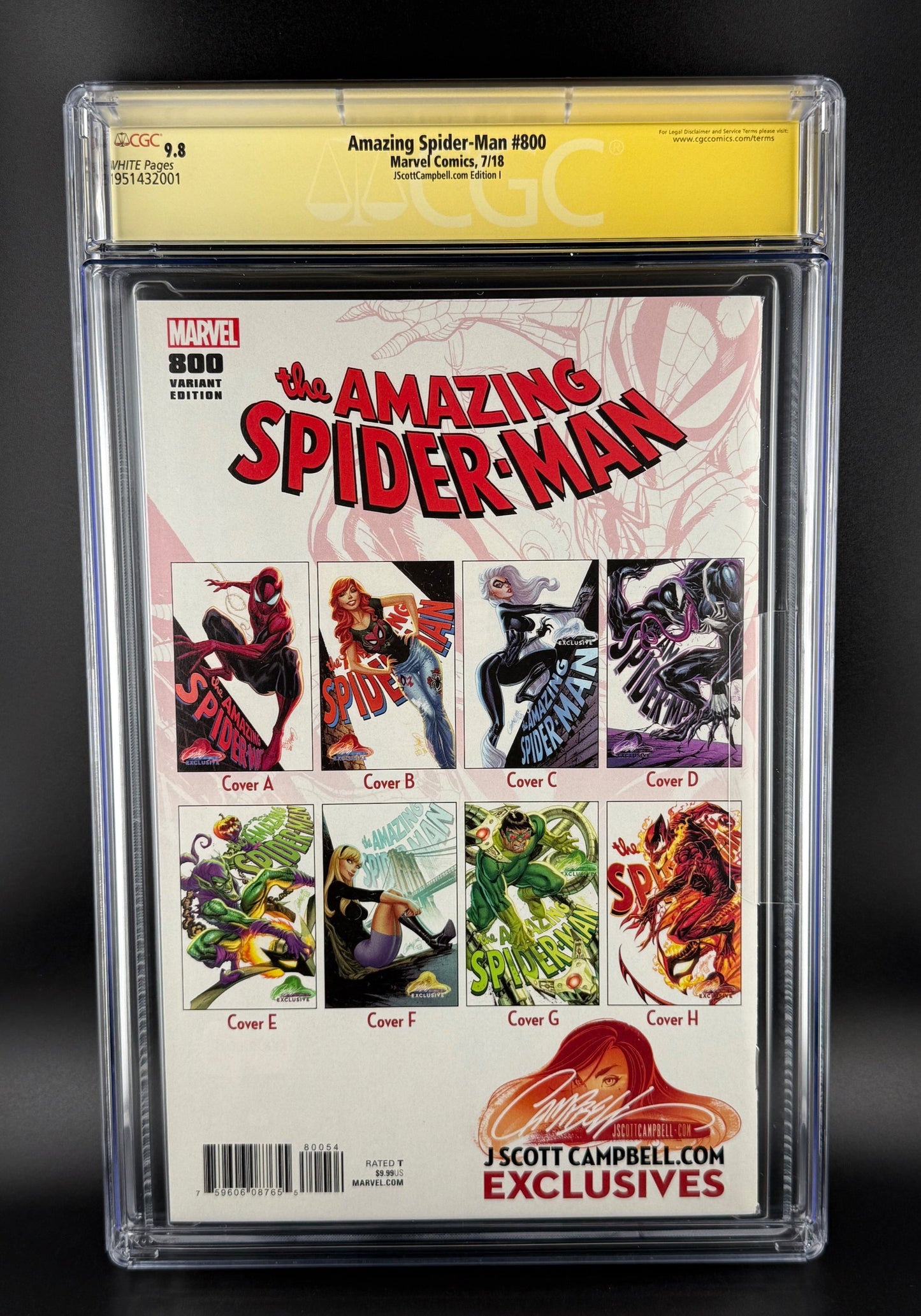 Amazing Spider-Man #800 (2018) CGC 9.8 SS J. Scott Campbell Variant I