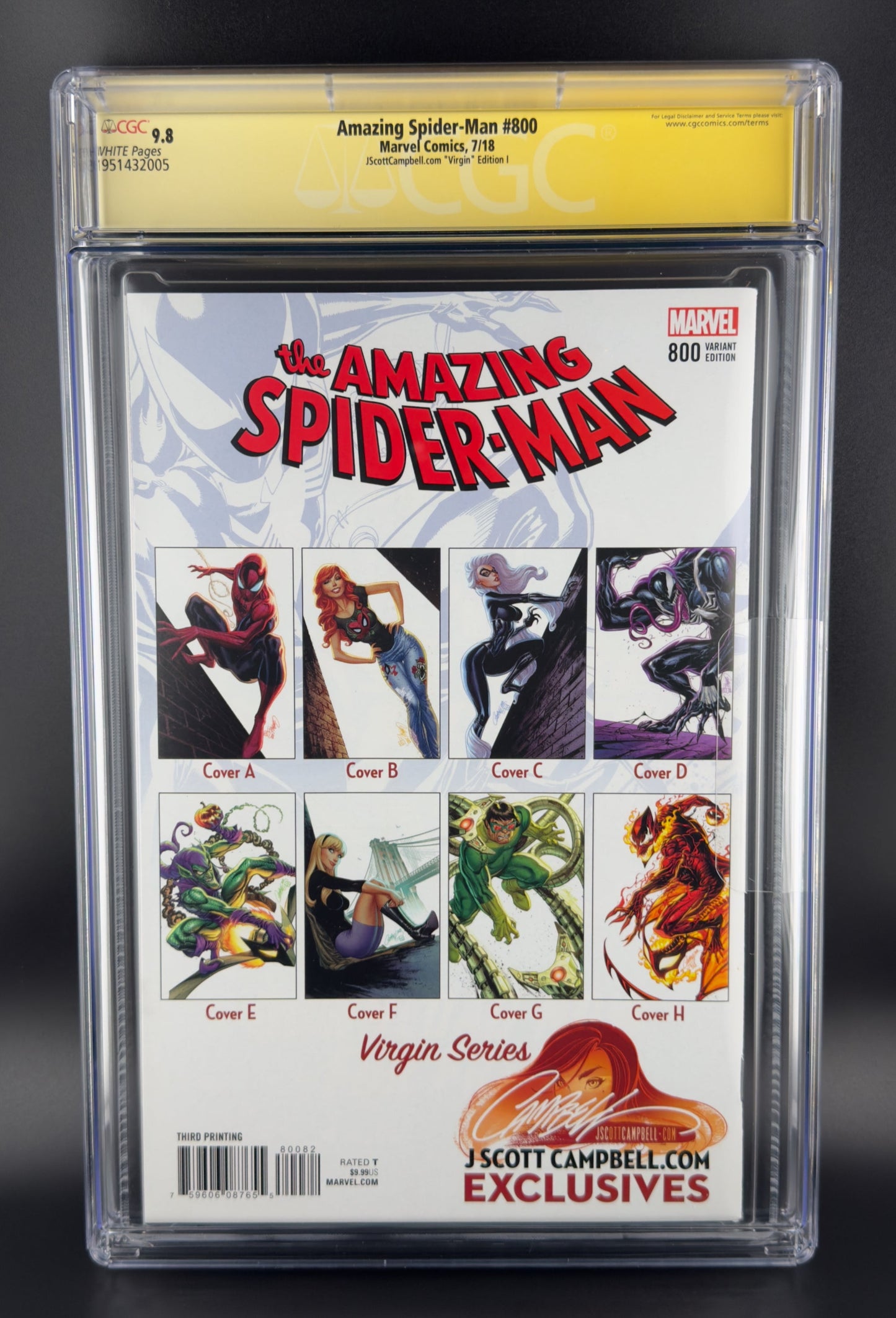 Amazing Spider-Man #800 (2018) CGC 9.8 SS J. Scott Campbell Virgin Variant I Ltd 1000