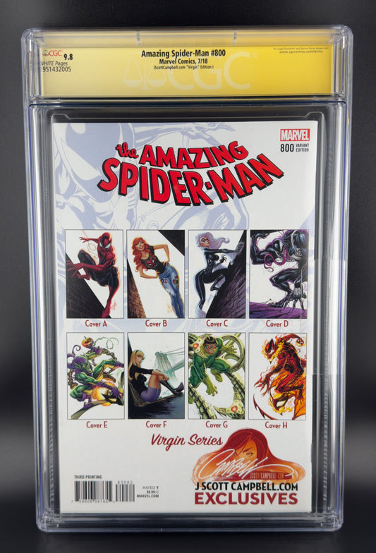 Amazing Spider-Man #800 (2018) CGC 9.8 SS J. Scott Campbell Virgin Variant I Ltd 1000