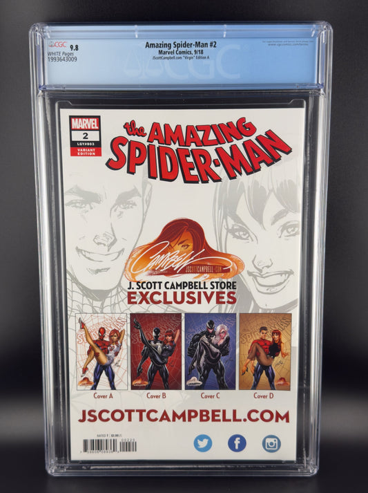 Amazing Spider-Man #2 (2018) CGC 9.8 J. Scott Campbell Virgin Variant A Ltd 2800