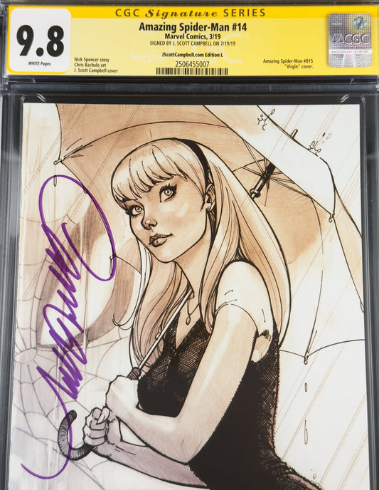 Amazing Spider-Man #14 (2019) CGC 9.8 SS J. Scott Campbell Virgin Sketch Variant L Ltd 1500