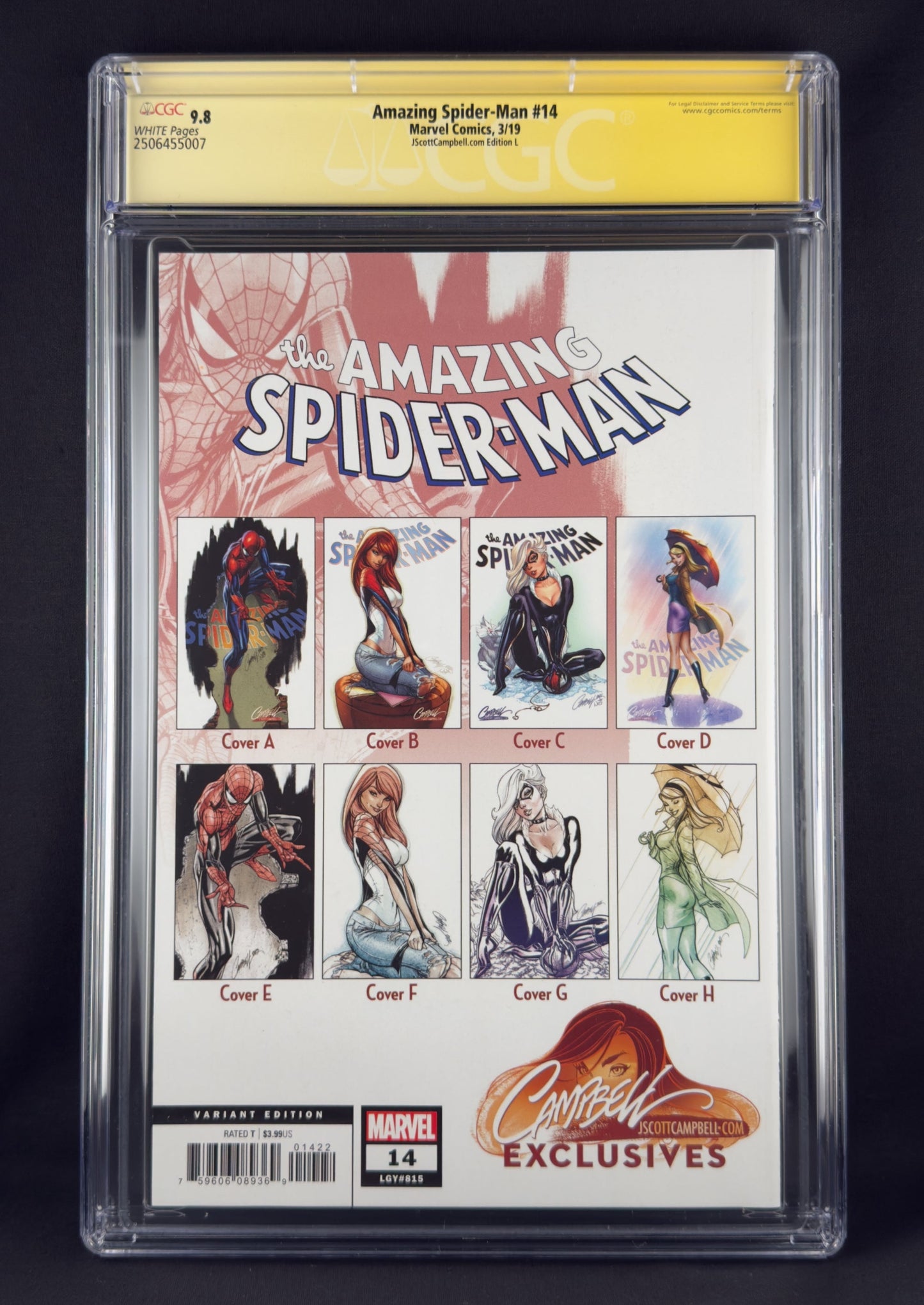 Amazing Spider-Man #14 (2019) CGC 9.8 SS J. Scott Campbell Virgin Sketch Variant L Ltd 1500