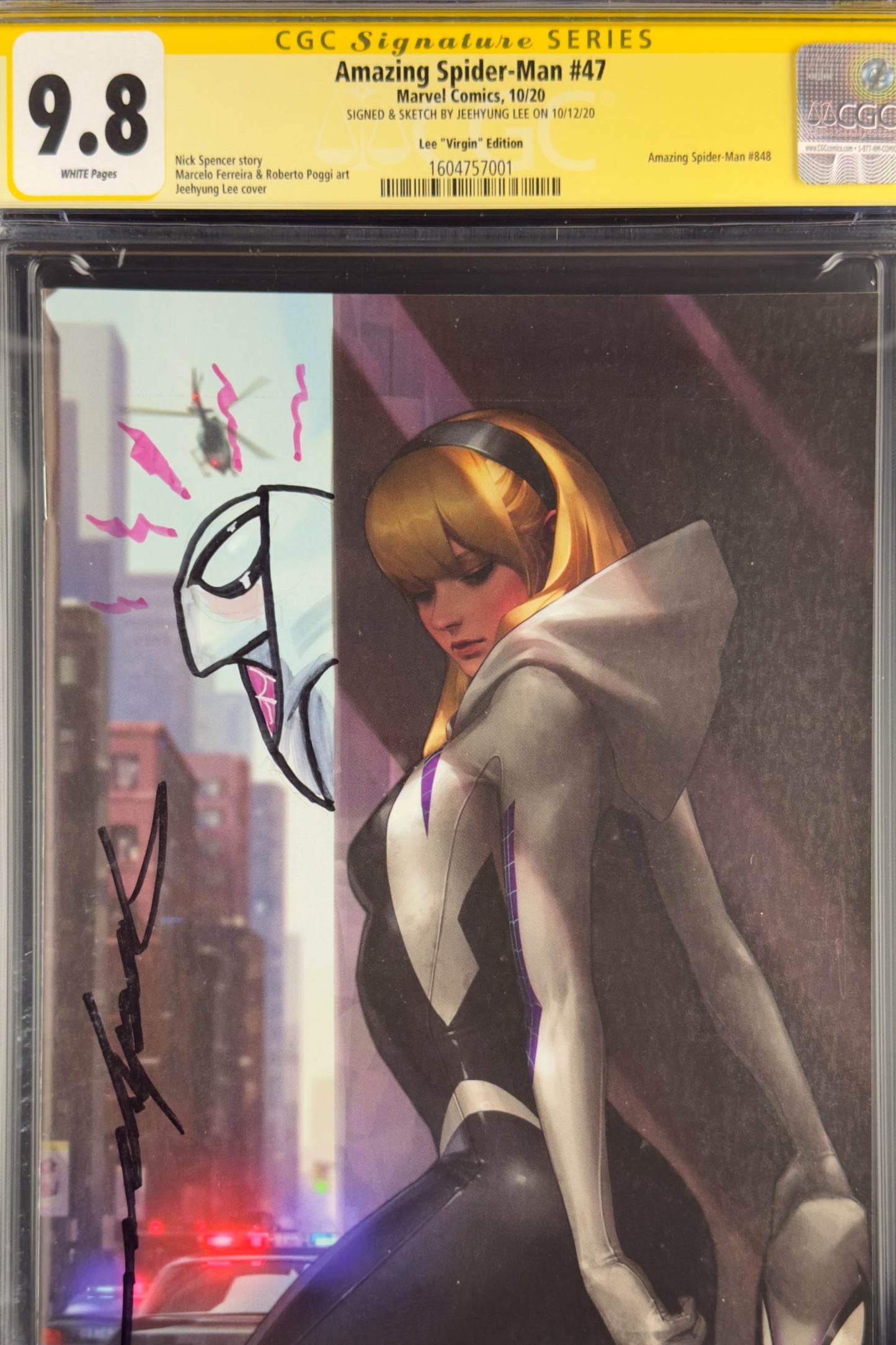 Amazing Spider-Man #47 (2020) CGC 9.8 SS Jeehyung Lee Virgin Remarqued Variant Ltd 1500