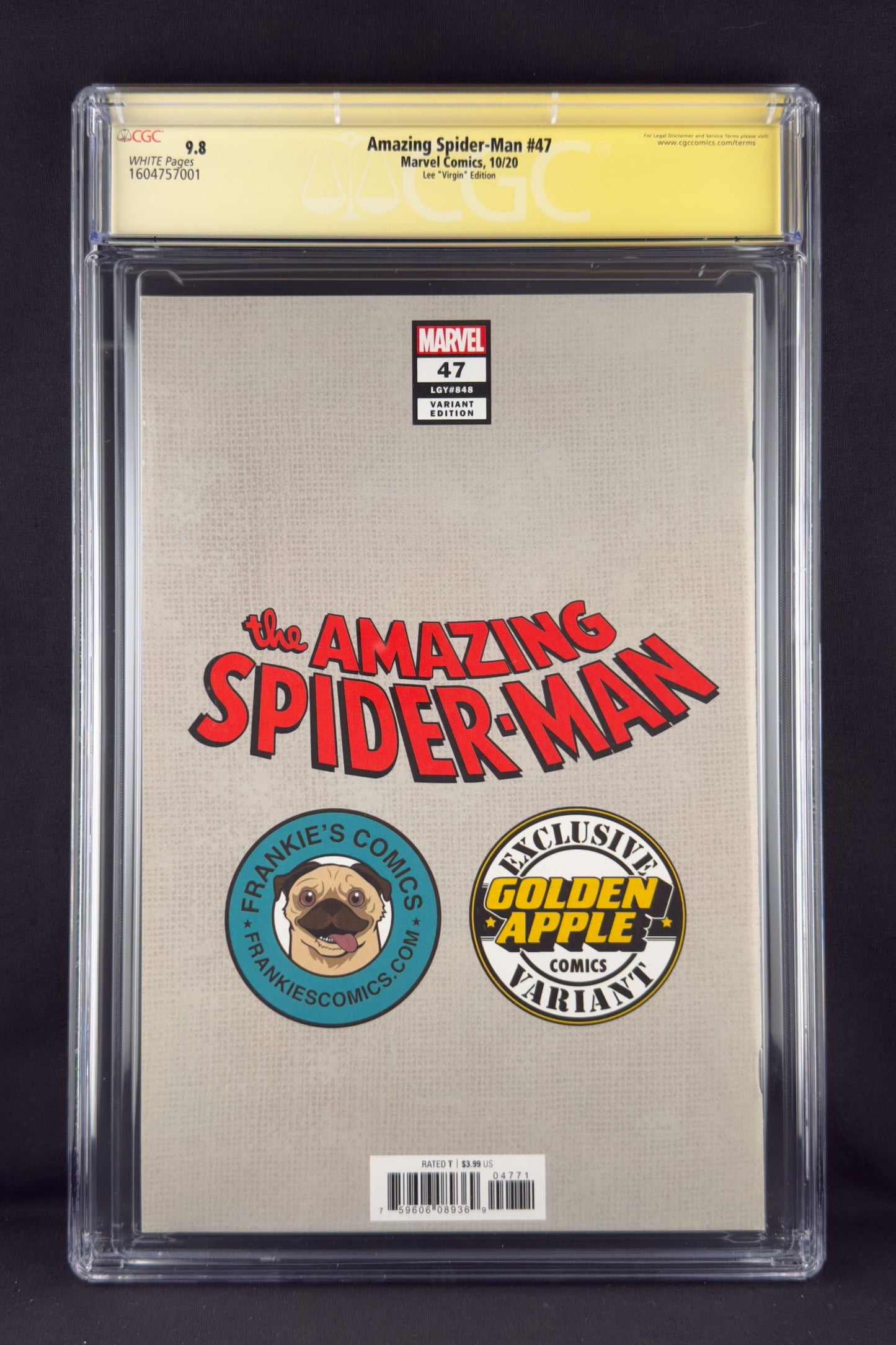Amazing Spider-Man #47 (2020) CGC 9.8 SS Jeehyung Lee Virgin Remarqued Variant Ltd 1500