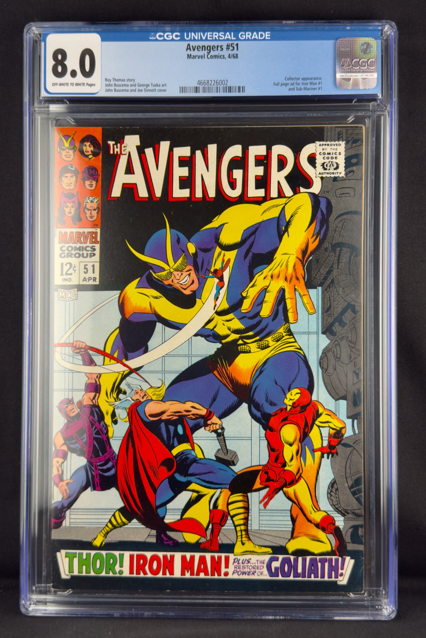 Avengers #51 (1968) CGC 8.0 - 2nd app Collector