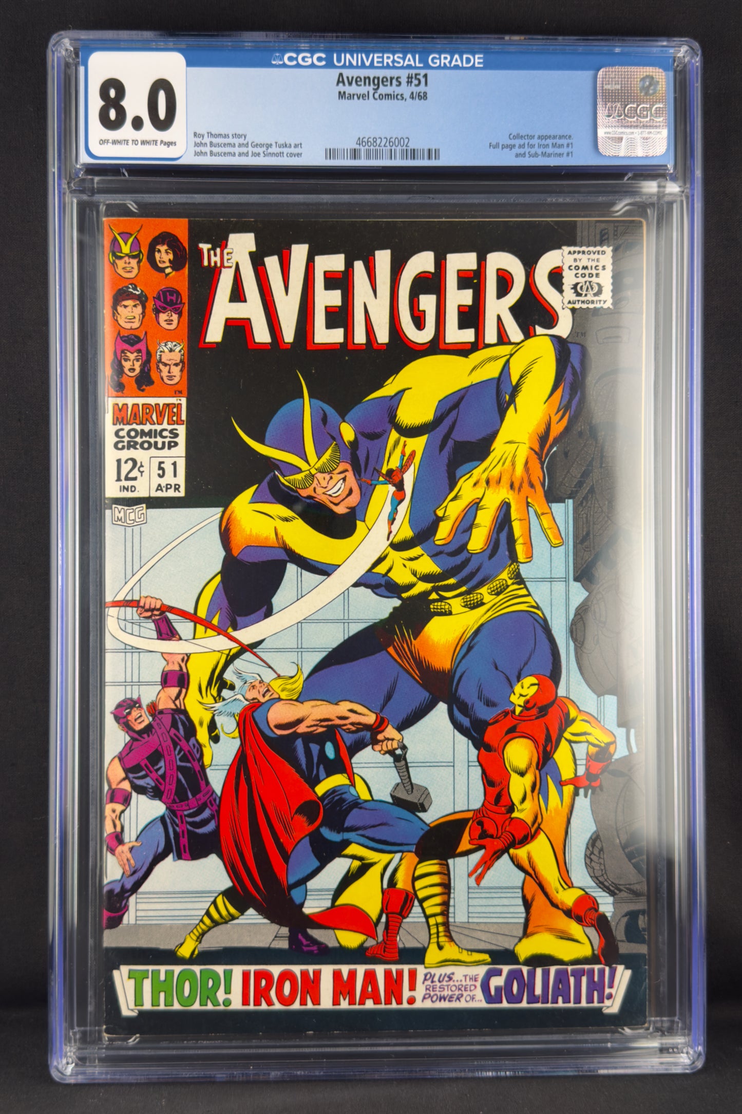 Avengers #51 (1968) CGC 8.0 - 2nd app Collector