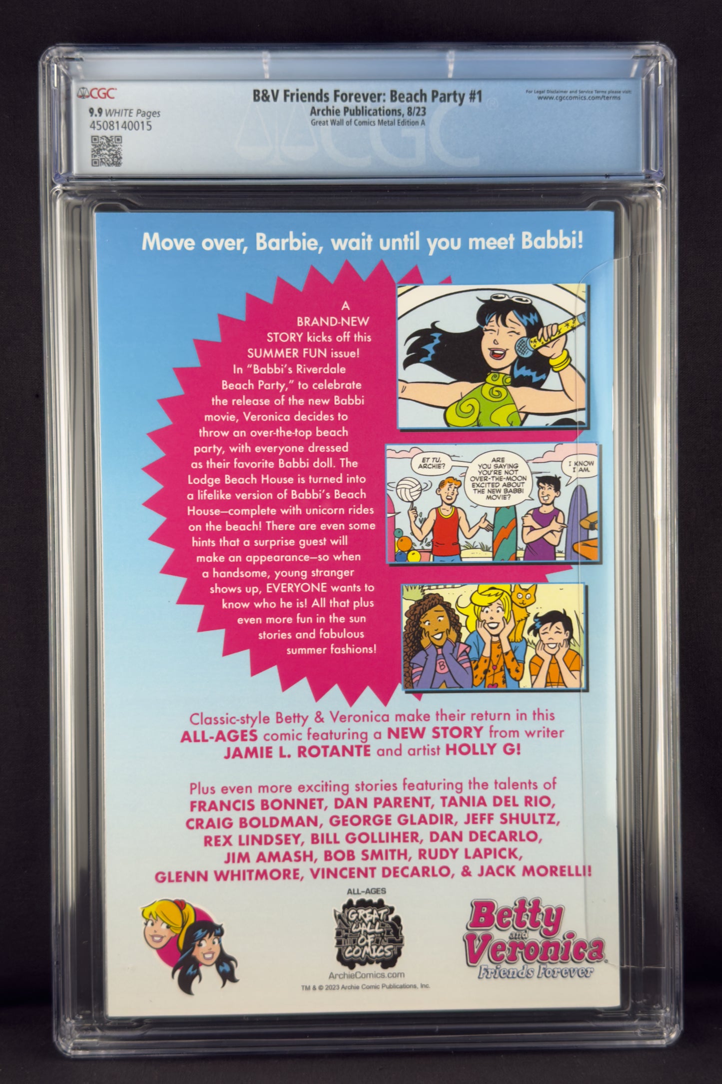 B&V Friends Forever Beach Party #1 (2023) CGC 9.9 Dan Parent Metal Virgin Ltd 25