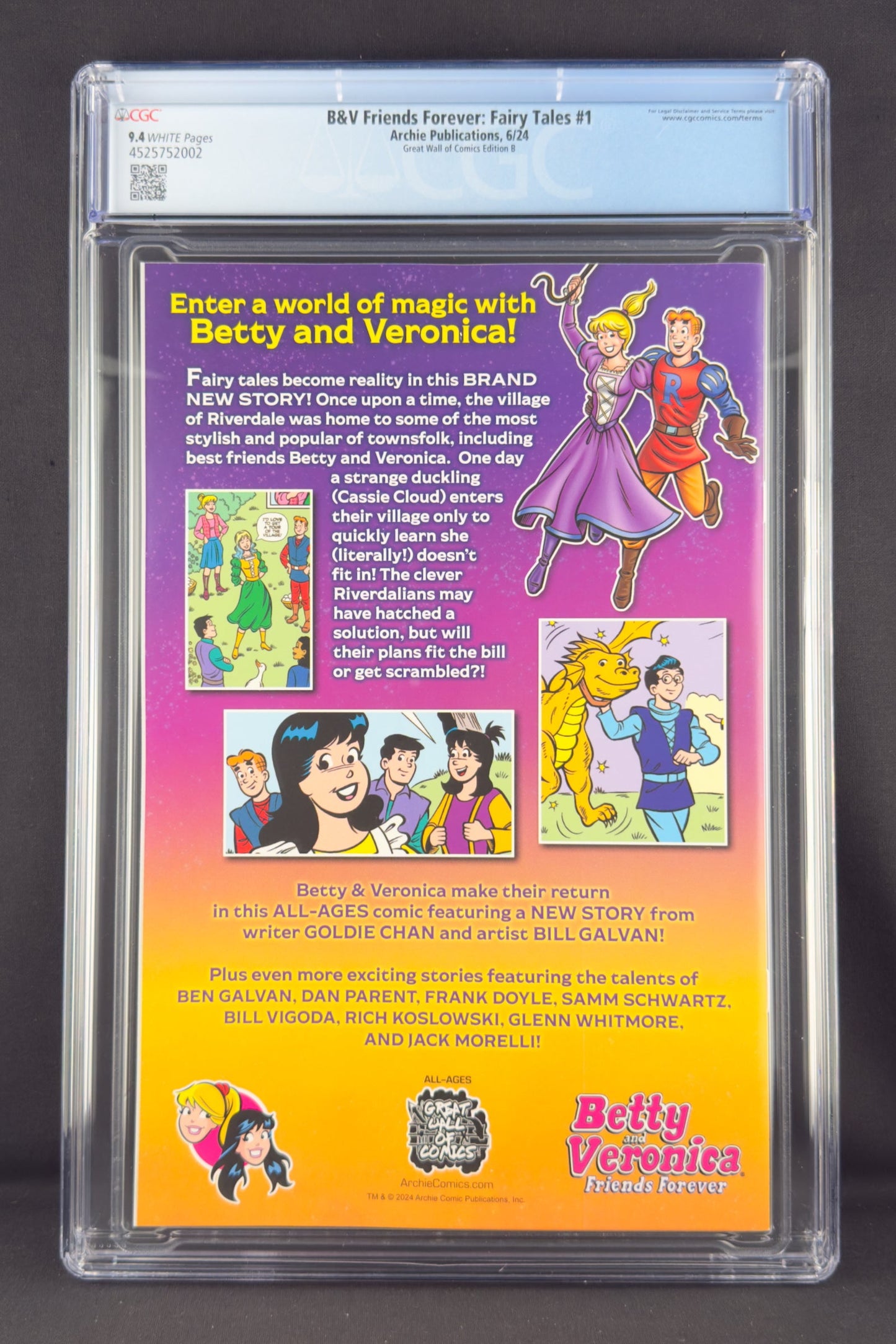 Betty & Veronica Friends Forever: Fairy Tales #1 (2024) CGC 9.4 Dan Parent Virgin Variant B Ltd 200
