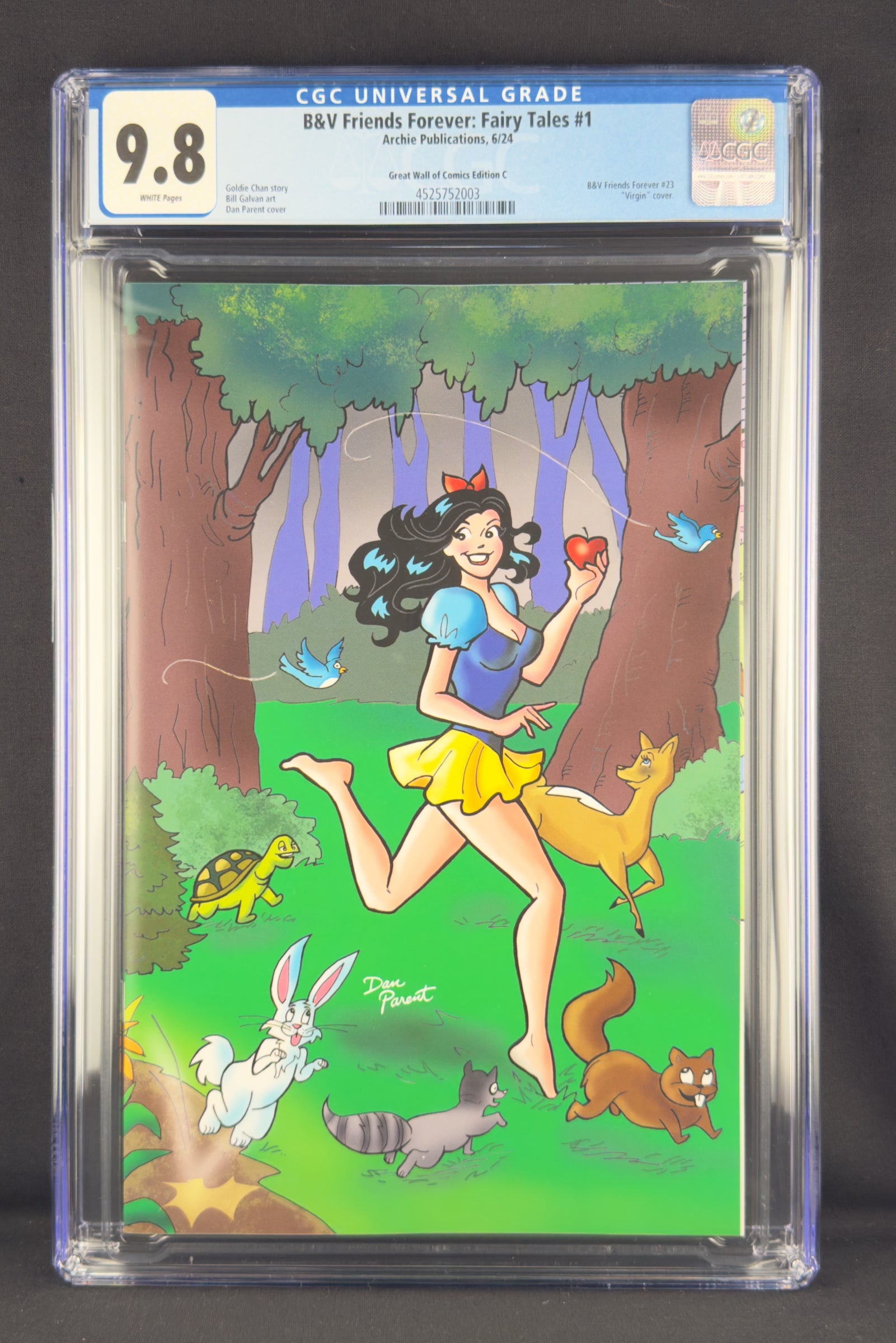 B&V Friends Forever: Fairy Tales #1 (2024) CGC 9.8 Dan Parent Virgin C. Veronica as Snow White