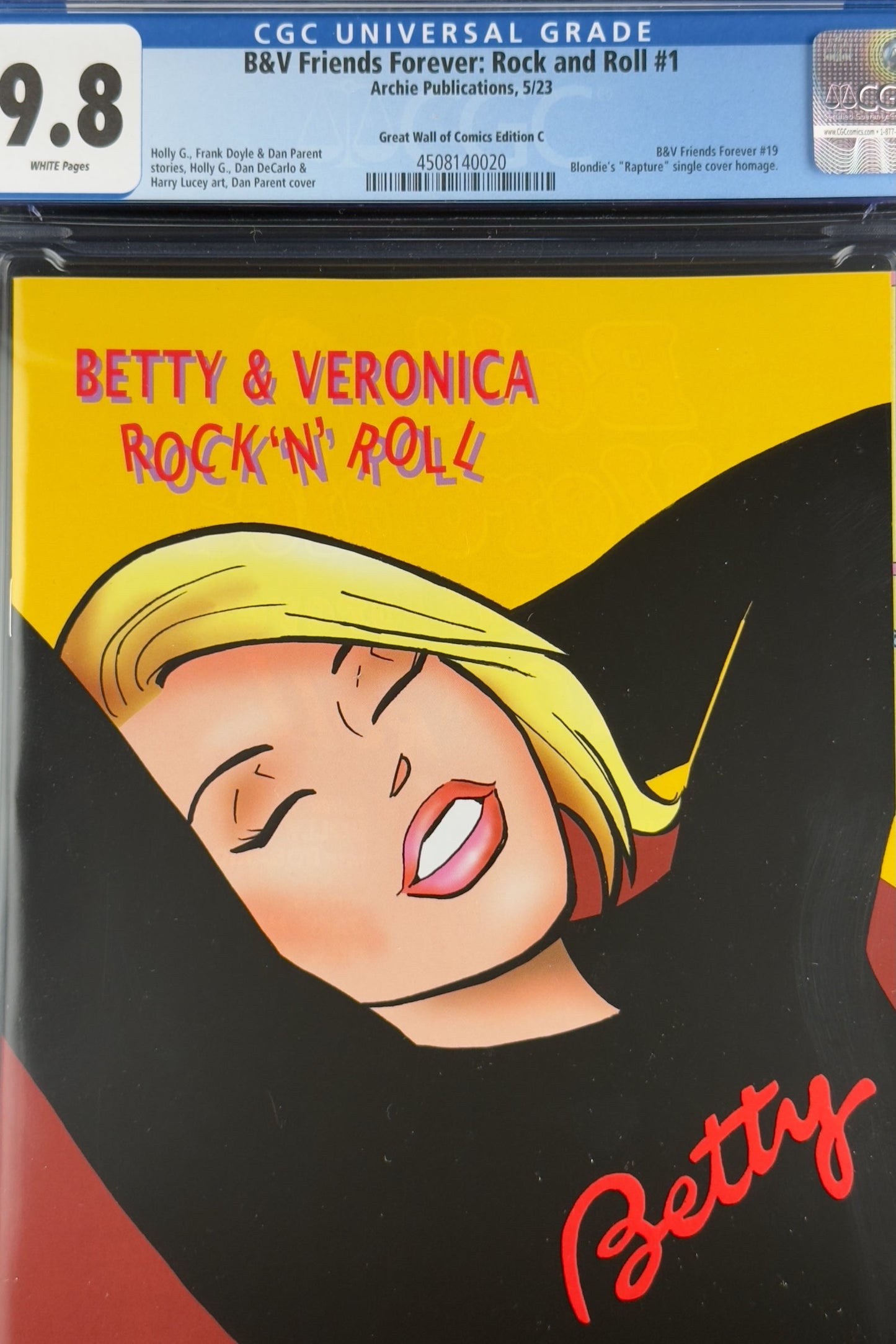 Betty & Veronica Friends Forever: Rock & Roll #1 (2023) CGC 9.8 Dan Parent Variant C Ltd 200