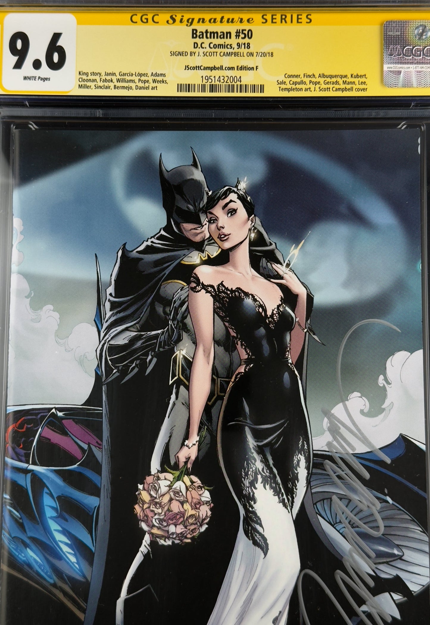 Batman #50 (2018) CGC 9.6 SS J. Scott Campbell Virgin Variant F - Batman & Catwoman Wedding