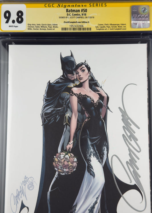Batman #50 (2018) CGC 9.8 SS J. Scott Campbell Virgin Sketch Variant G Ltd 1000 - Wedding of Batman & Catwoman