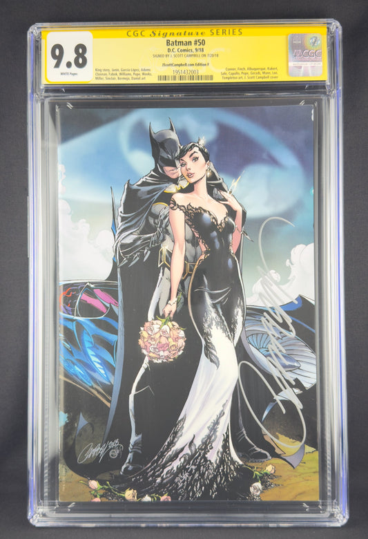 Batman #50 (2018) CGC 9.8 SS J. Scott Campbell Virgin Variant F Ltd 1000 - Wedding of Batman & Catwoman