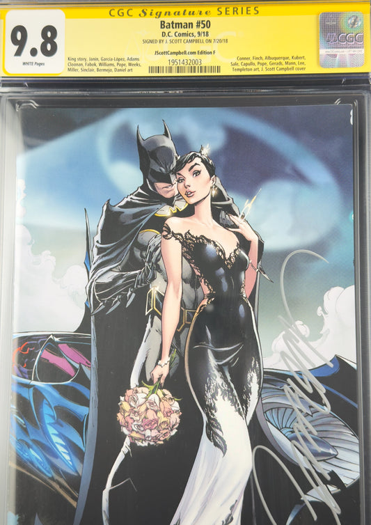 Batman #50 (2018) CGC 9.8 SS J. Scott Campbell Virgin Variant F Ltd 1000 - Wedding of Batman & Catwoman