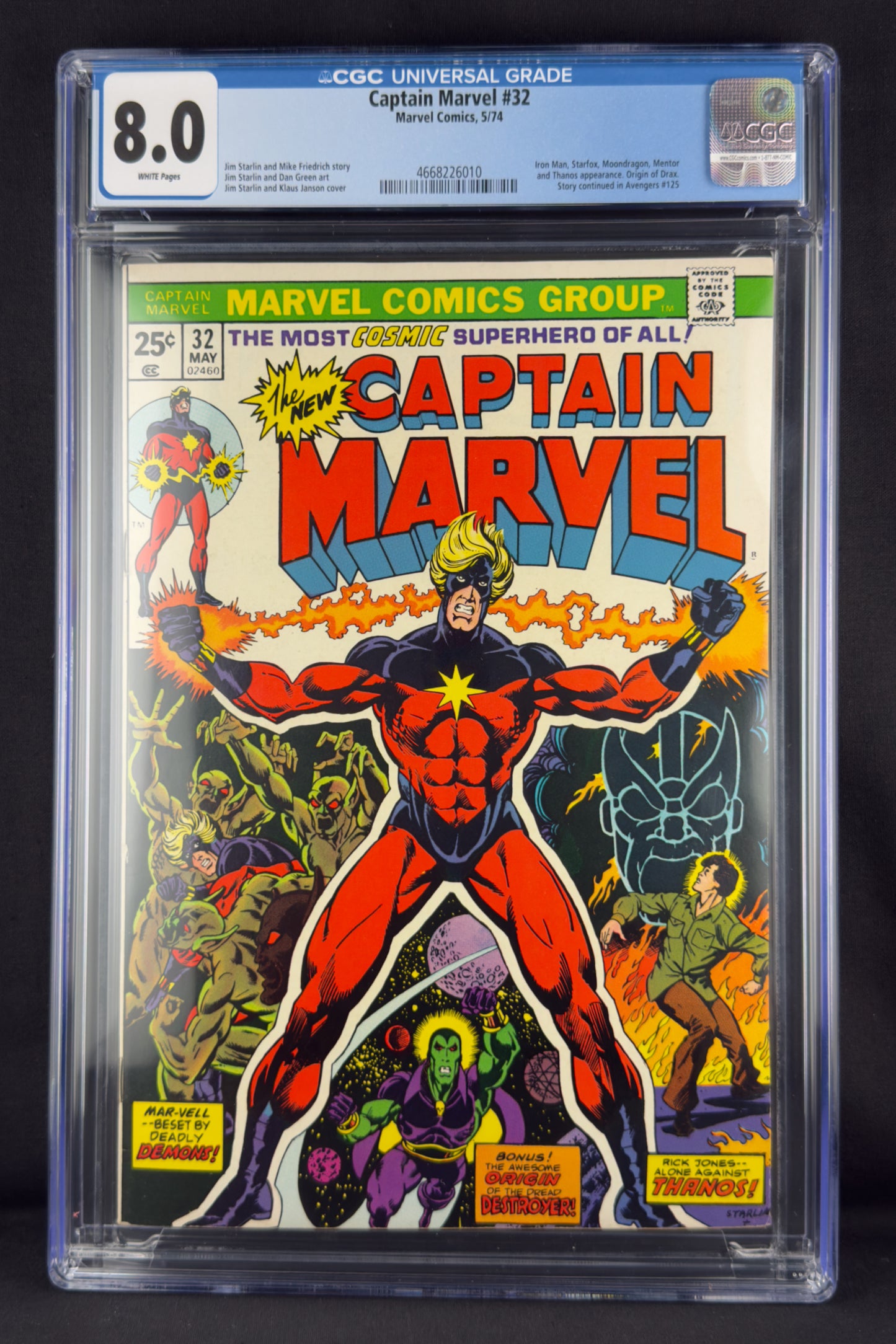 Captain Marvel #32 (1974) CGC 8.0 - Origin Drax.