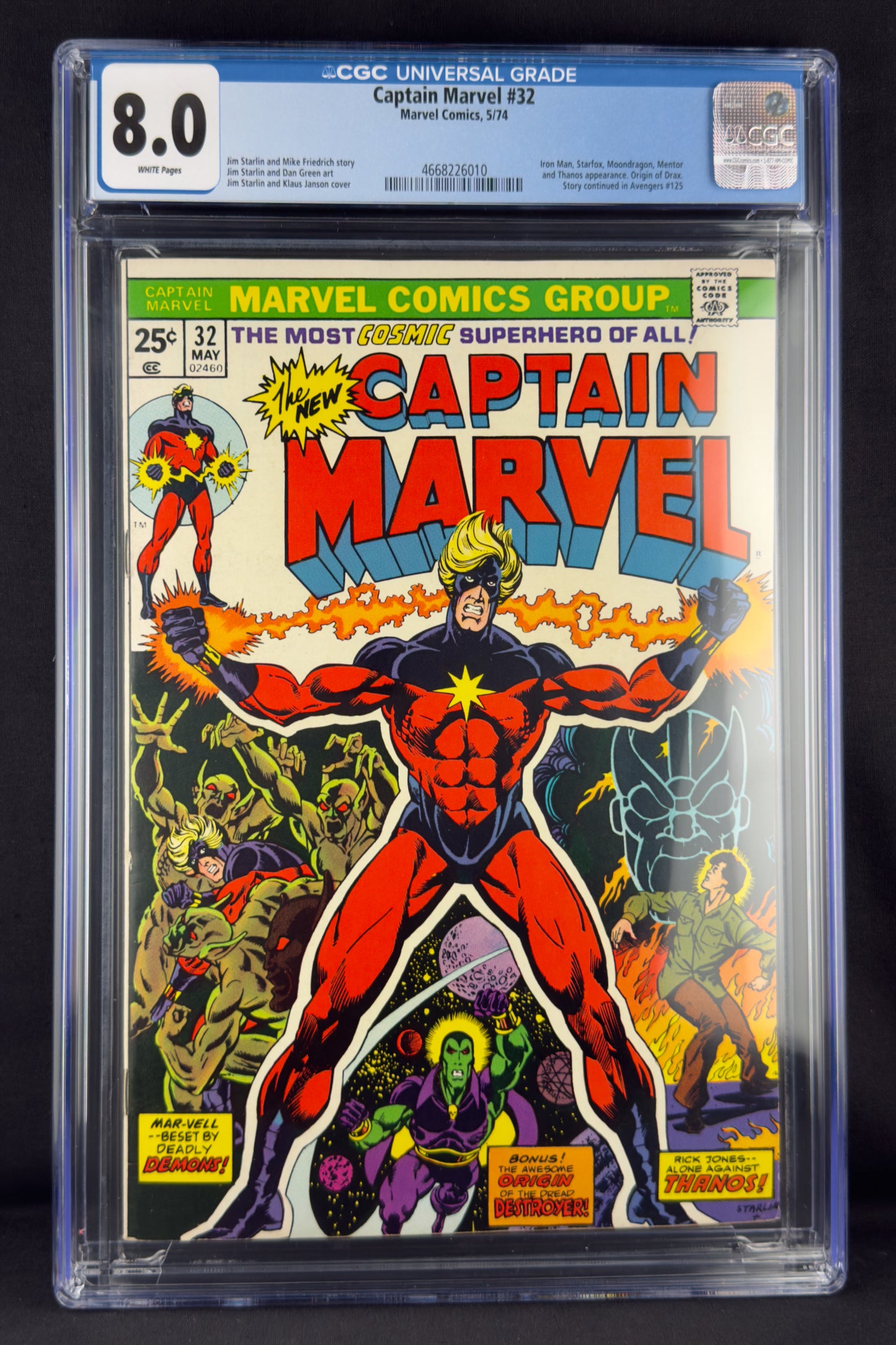 Captain Marvel #32 (1974) CGC 8.0 - Origin Drax