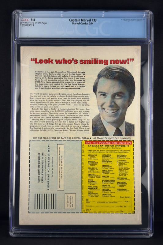 Captain Marvel #33 (1974) CGC 9.4 Jim Starlin - Origin Thanos