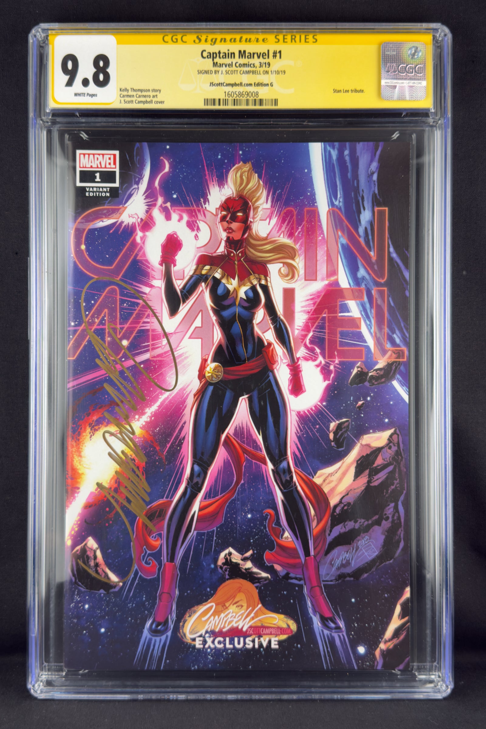 Captain Marvel #1 (2019) CGC 9.8 SS J Scott Campbell ECCC Variant G.