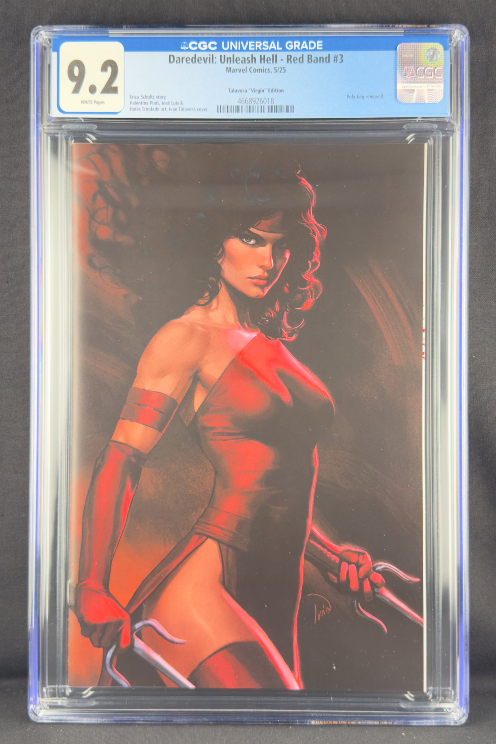 Daredevil Unleash Hell Red Band #3 (2025) CGC 9.2 Ivan Talavera Virgin.