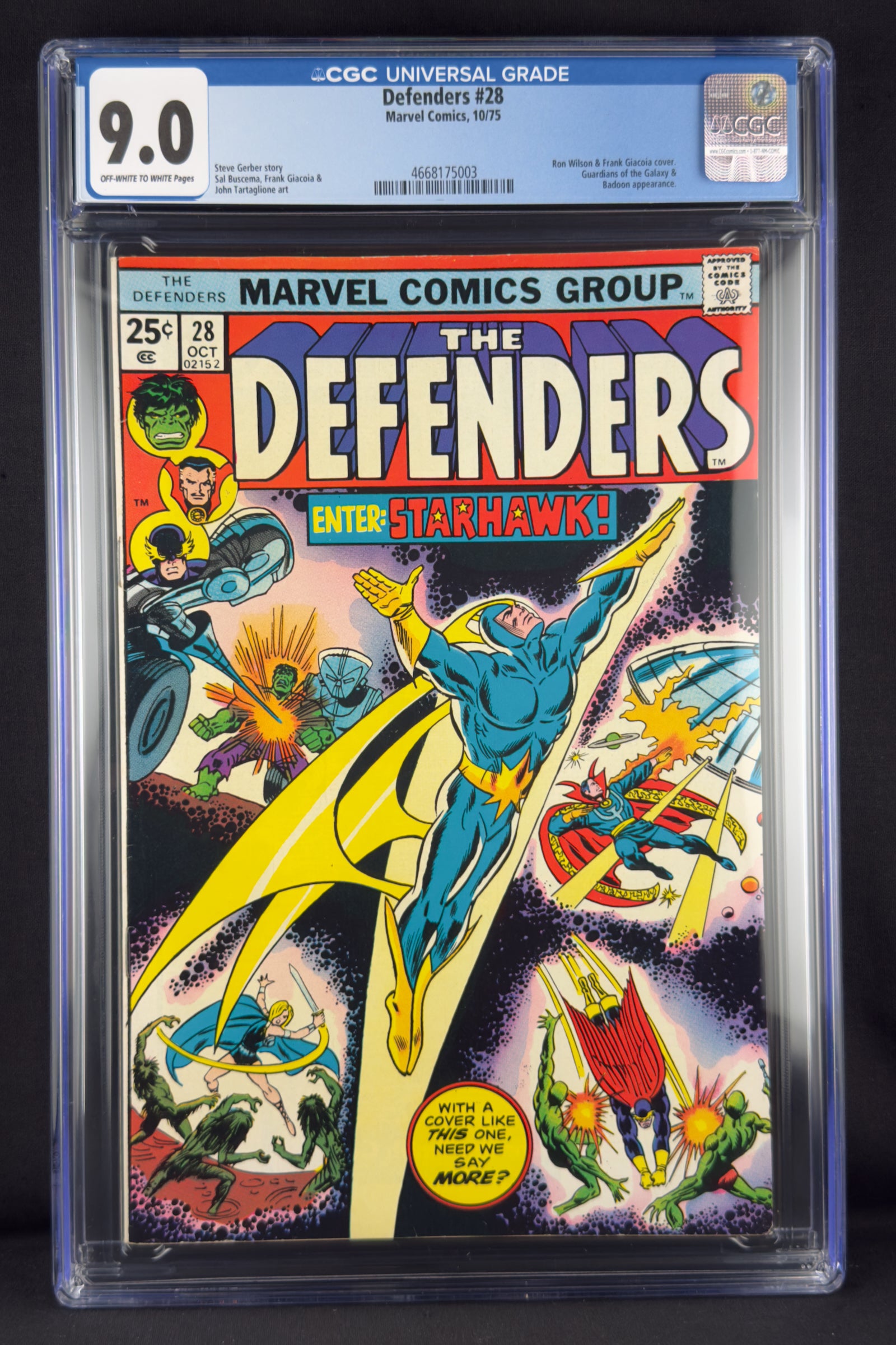 Defenders #28 (1975) CGC 9.0 - First full appearance of Starhawk.