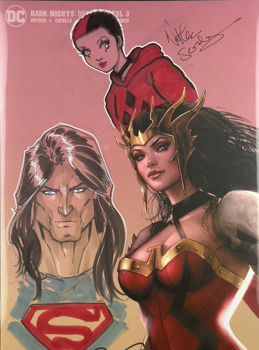 Dark Nights: Death Metal #3 (2020) CBCS 9.8 ART Nathan Szerdy & Ryan Kincaid (Both With Sketch) Virgin Variant - Remarqued with Superman & Harley Quinn Ltd 1500