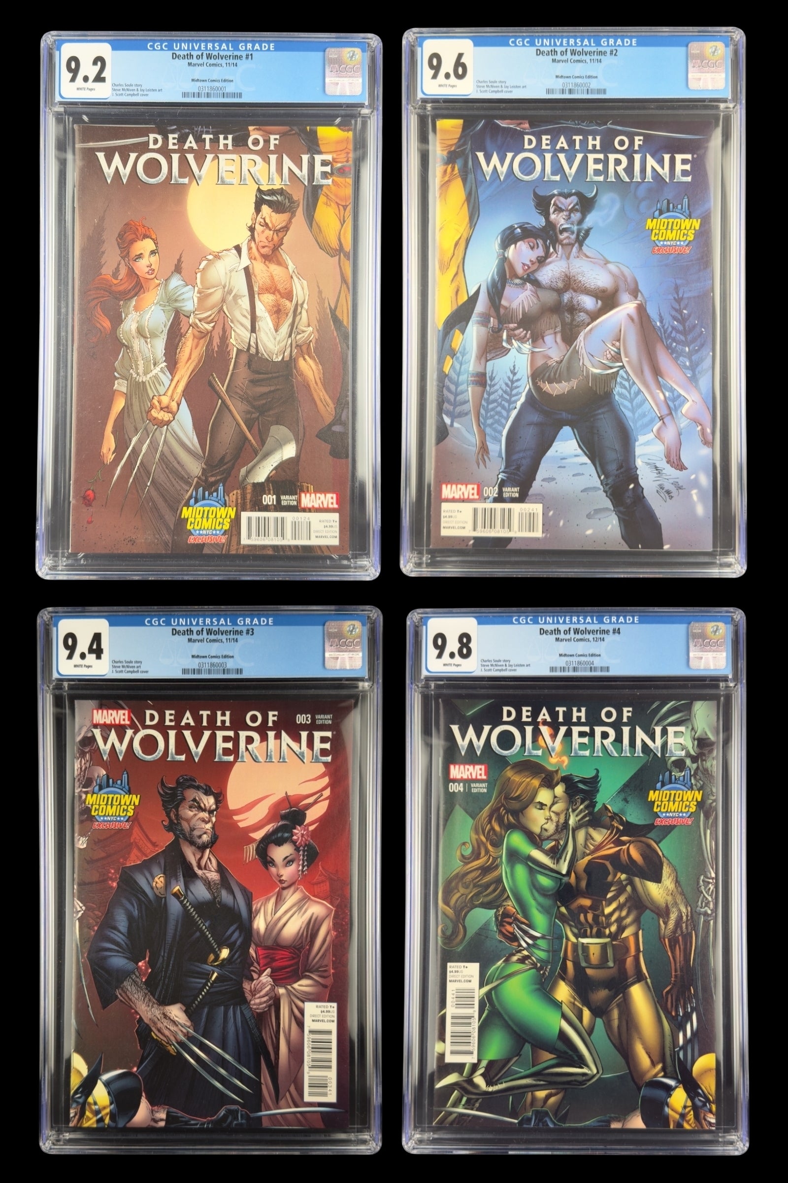 Death of Wolverine (2014) CGC Graded Set #1-#4 J. Scott Campbell