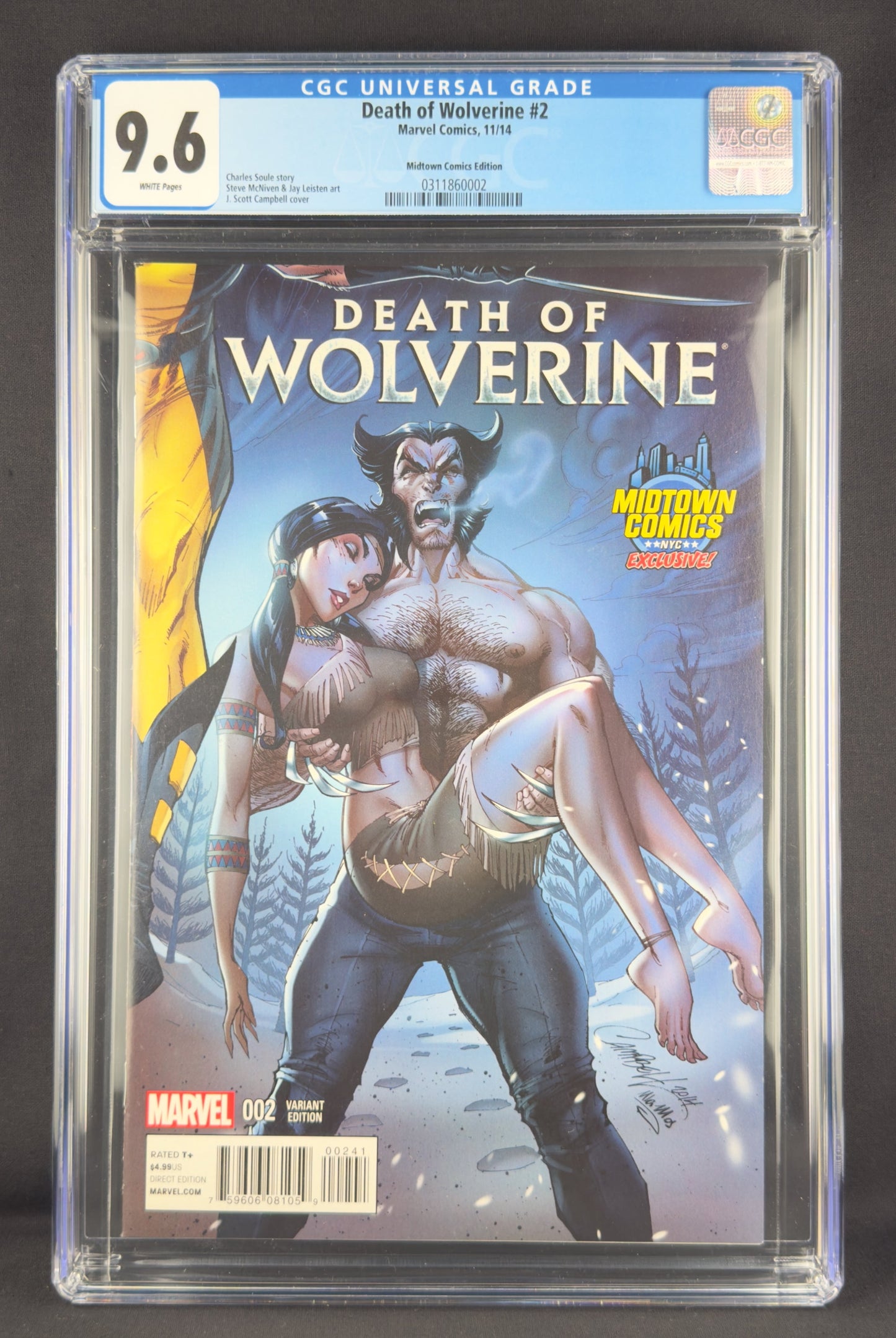 Death of Wolverine #2 (2014) CGC 9.6 J. Scott Campbell Midtown Comics