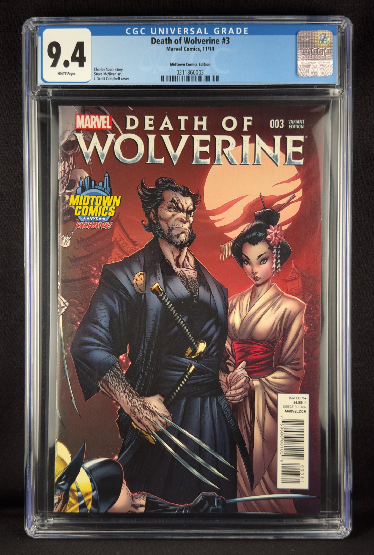 Death of Wolverine #3 (2014) CGC 9.4 J. Scott Campbell Midtown Comics