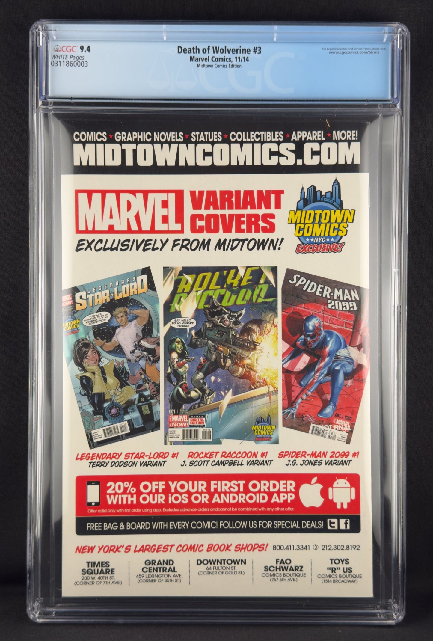 Death of Wolverine (2014) Graded Set #1 #2 #3 #4 CGC 9.2, 9.6, 9.4, 9.8 J. Scott Campbell Midtown Comics Variants