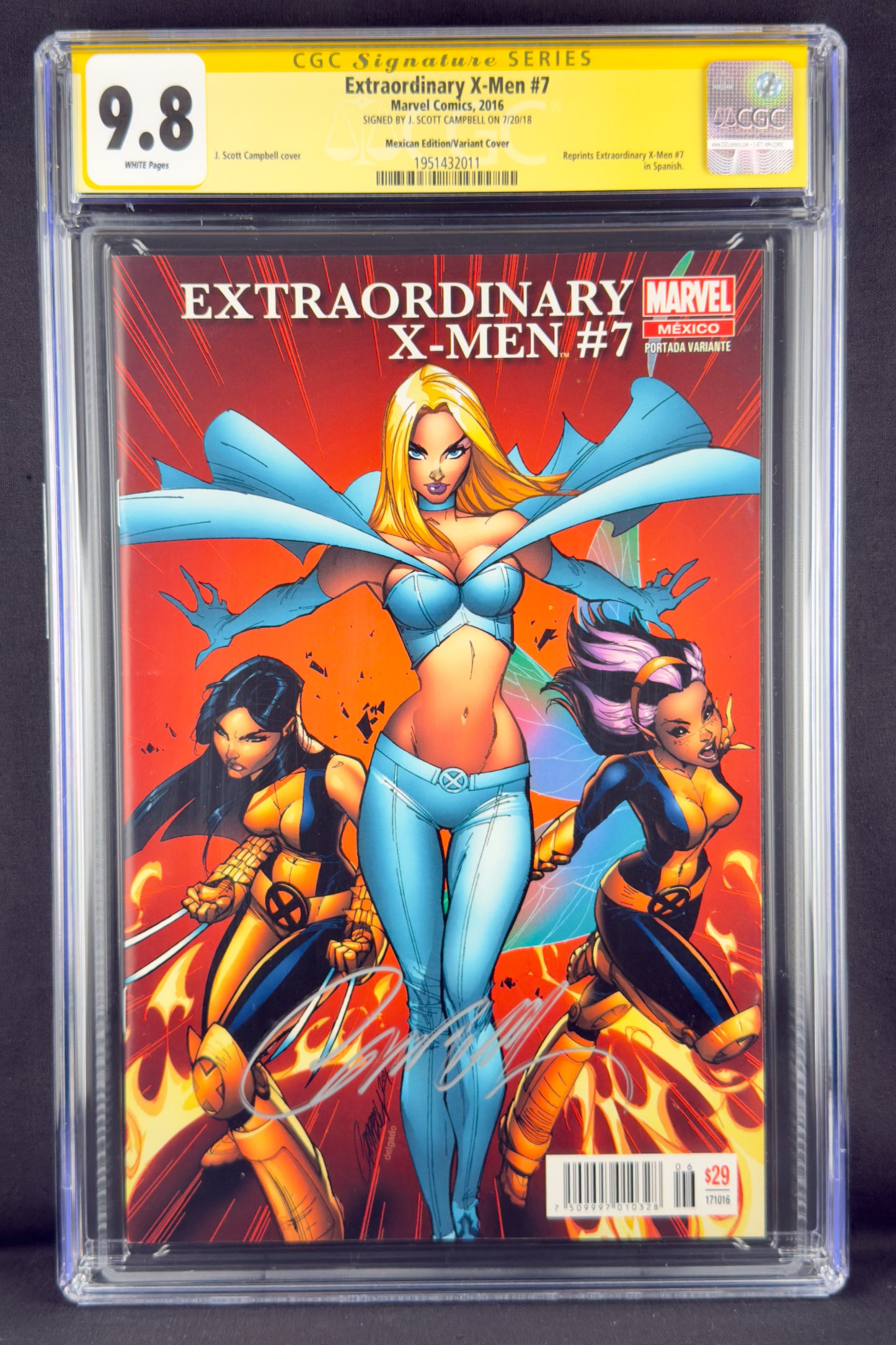 Extraordinary X-Men #7 (2016) CGC 9.8 SS J Scott Campbell La Mole Variant.