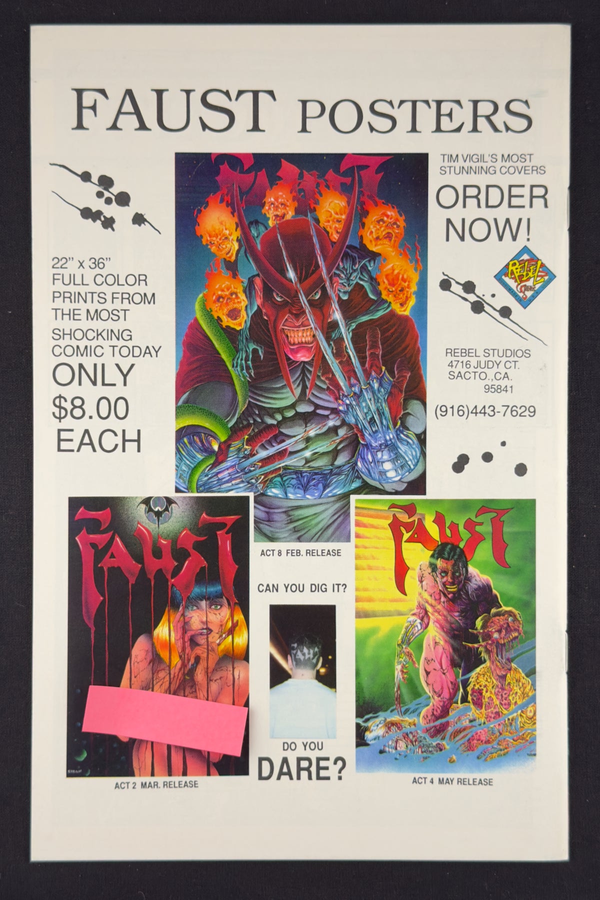 Faust Love of the Damned #1-6 Rebel Edition Quinn Vigil Set (1991-93)