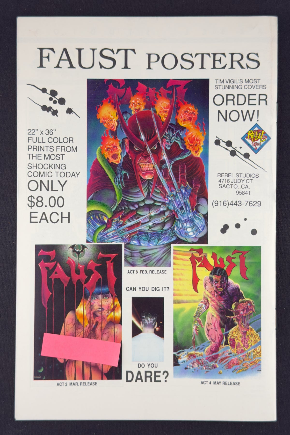 Faust Love of the Damned #1-6 Rebel Edition Quinn Vigil Set (1991-93)