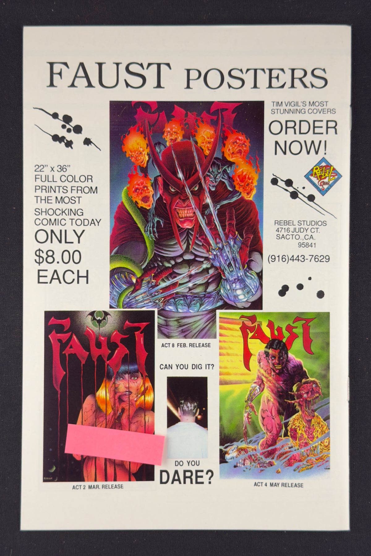 Faust Love of the Damned #1-6 Rebel Edition Quinn Vigil Set (1991-93)