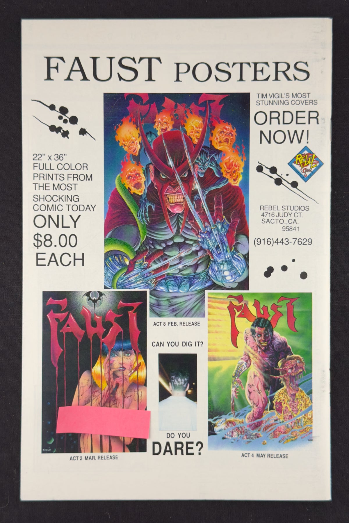 Faust Love of the Damned #1-6 Rebel Edition Quinn Vigil Set (1991-93)