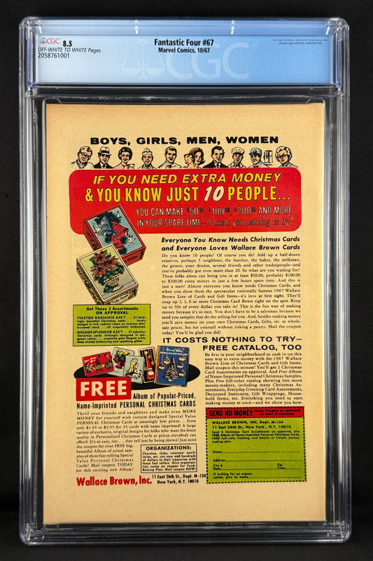 Fantastic Four #67 (1967) CGC 8.5 Jack Kirby - 1st cameo Him (Warlock)