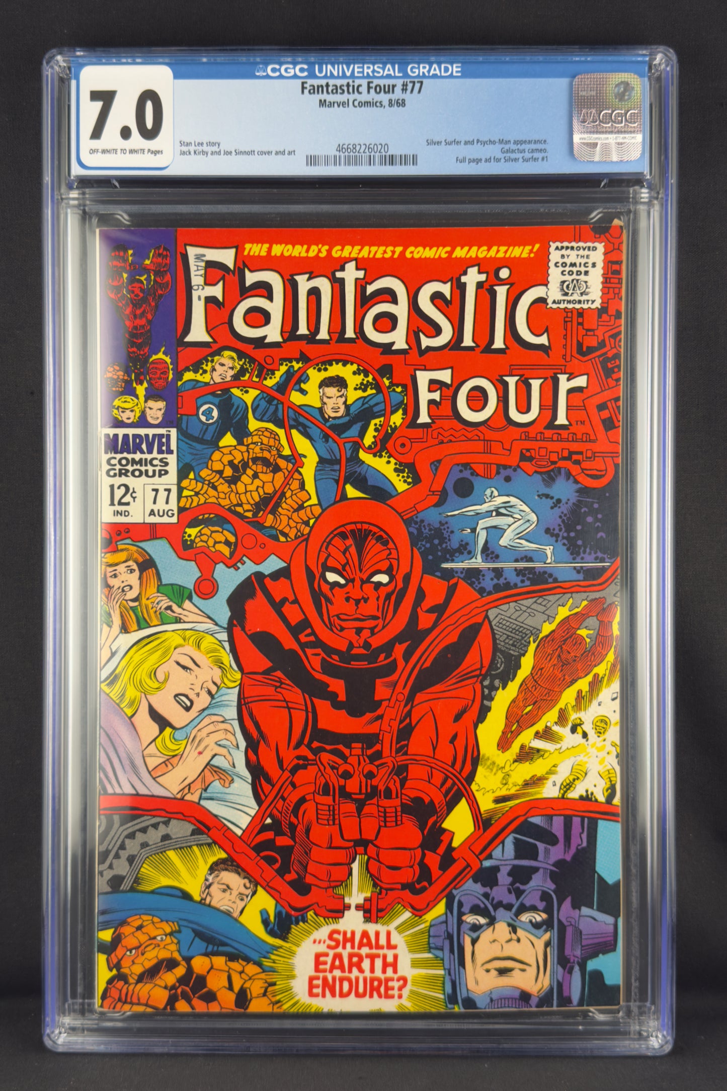 Fantastic Four #77 (1968) CGC 7.0—Silver Surfer, Psycho-Man, Galactus.