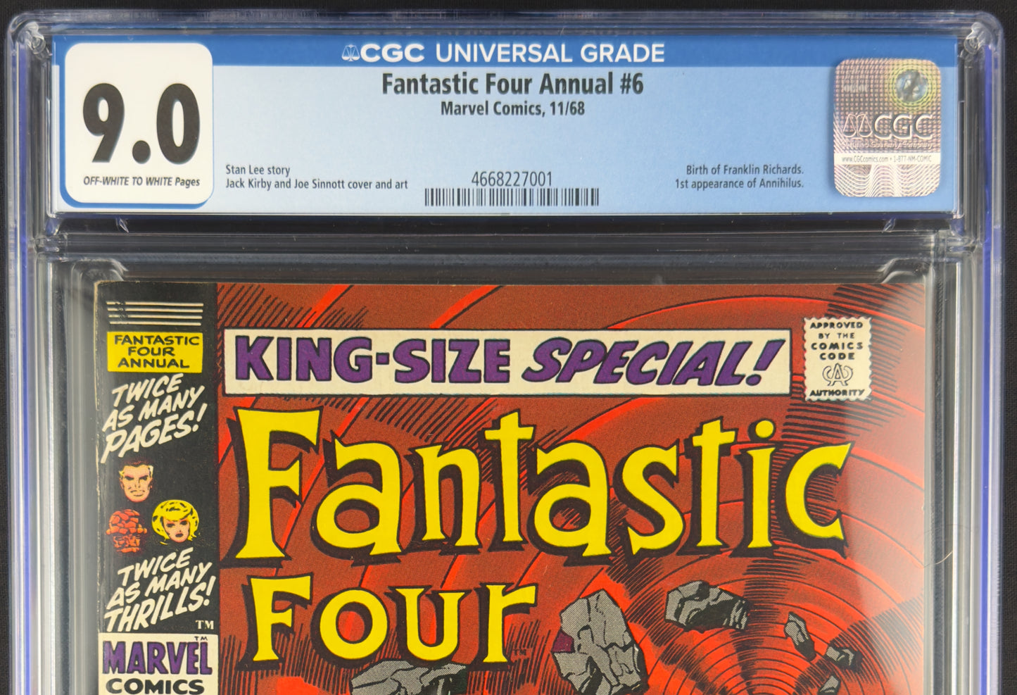 Fantastic Four Annual #6 (1968) CGC 9.0 - 1st Annihilus - 1st Franklin Richards