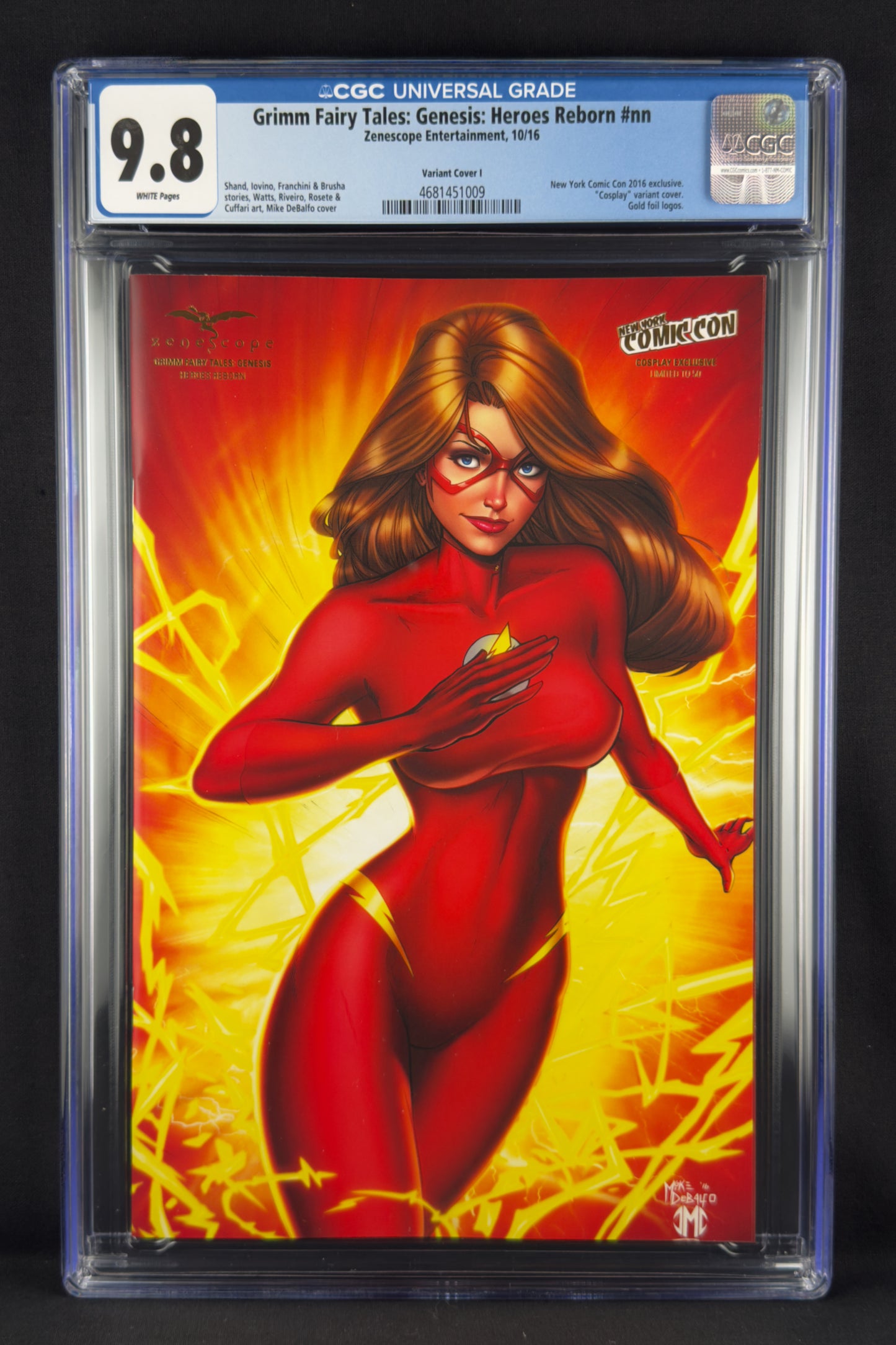 Genesis Heroes Reborn (2016) CGC 9.8 Mike DeBalfo Var I—Flash Cosplay.