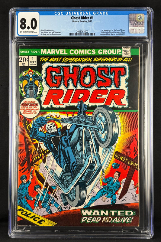 Ghost Rider #1 (1973) CGC 8.0 Gil Kane - 1st cameo Son of Satan (Daimon Hellstrom)