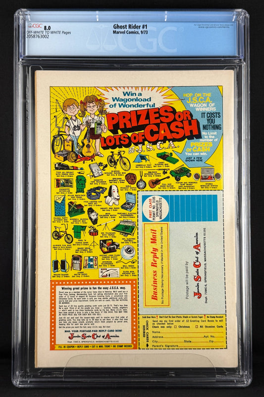 Ghost Rider #1 (1973) CGC 8.0 Gil Kane - 1st cameo Son of Satan (Daimon Hellstrom)