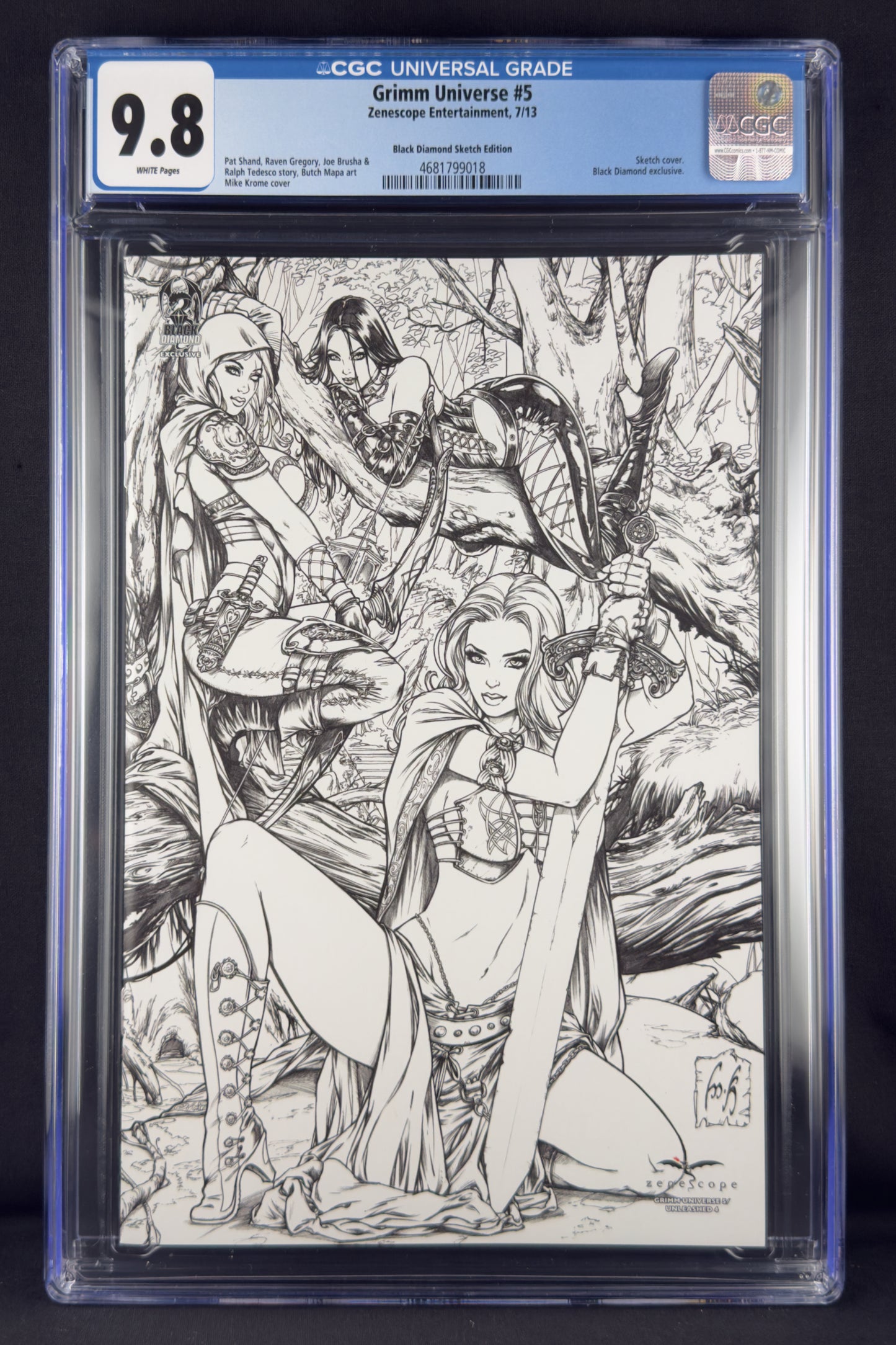Grimm Universe #5 (2013) CGC 9.8 Mike Krome Sketch Variant—Robyn Hood.