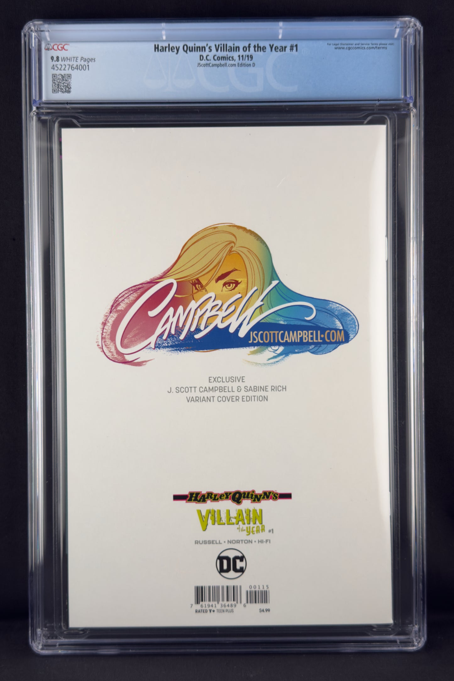 Harley Quinn's Villain of the Year #1 (2019) CGC 9.8 J Scott Campbell Virgin D